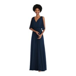 After Six Midnight Blue V-Neck Split Sleeve Blouson Bodice Maxi Dress - 1565  6R